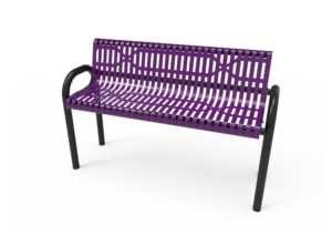 Slatted Steel MOD Bench with Back - Image 2