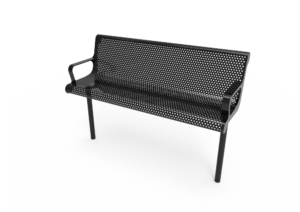Perforated Steel Contoured Bench with Arms - Image 2