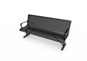 Perforated Steel Contoured Bench with Arms