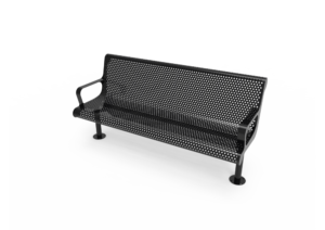 Perforated Steel Contoured Bench with Arms - Image 3